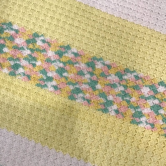 Homemade Crocheted Baby Blanket Small Throw Spring Pastel Nursery Accent 40”x30” - Picture 7 of 10